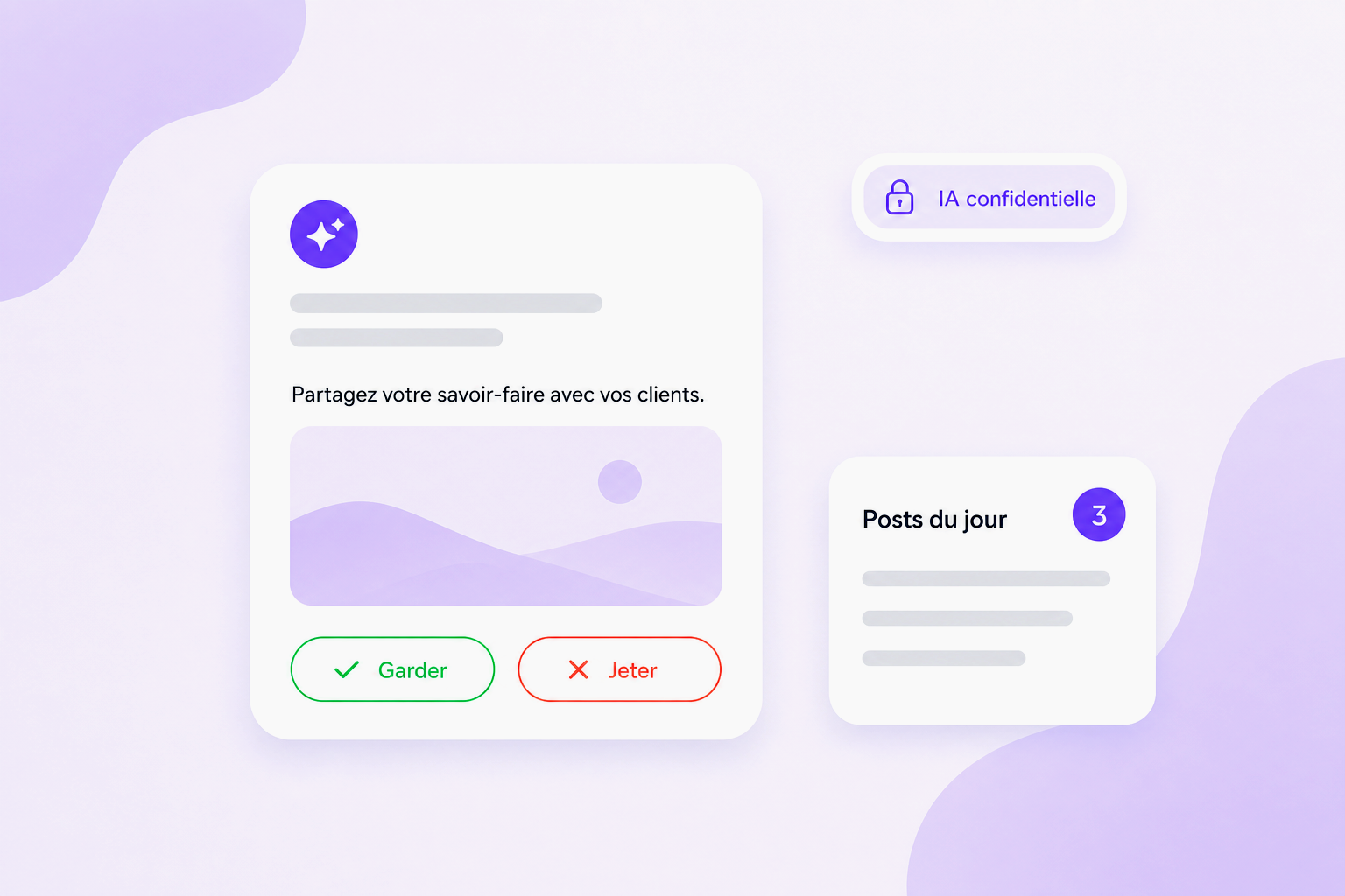 AuraPro interface: social posts and AI video proposed for approval